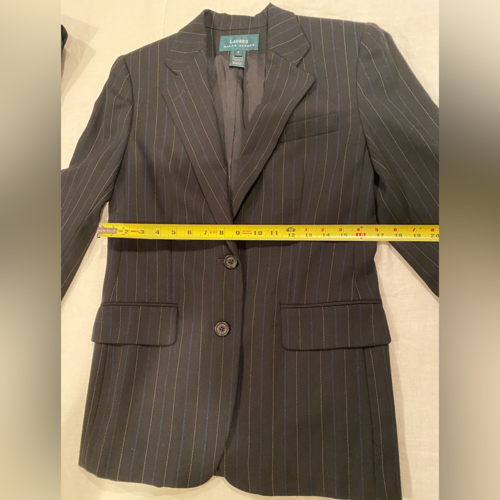 Lauren Ralf Lauren black with blue grey stripes blazer S 6 - Picture 4 of 10